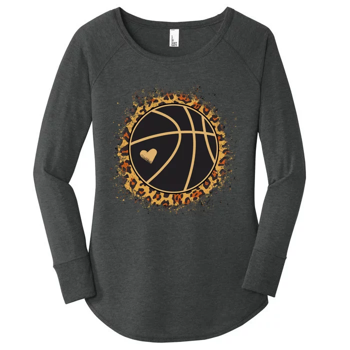 Cute Basketball Leopard Print Female Basketball Player Women's Perfect Tri Tunic Long Sleeve Shirt