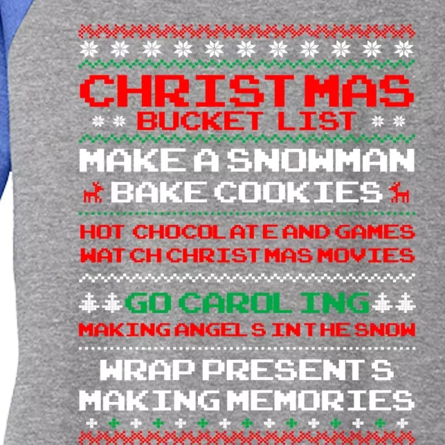 Christmas Bucket List Make Snow Bake Cookies Cool Gift Women's Tri-Blend 3/4-Sleeve Raglan Shirt