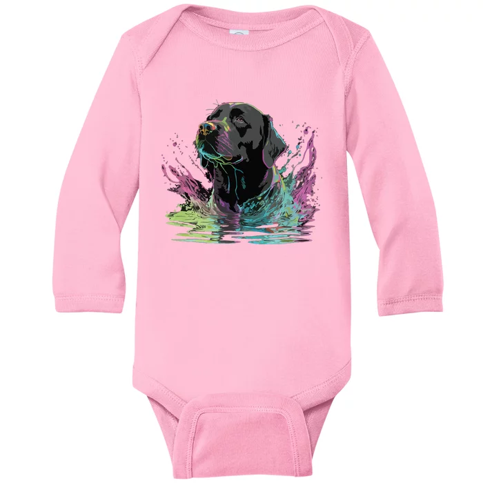 Cute Black Lab Black Labrador Retriever Puppy Dog Mom Animal Baby Long Sleeve Bodysuit