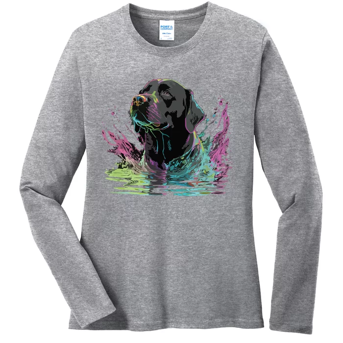 Cute Black Lab Black Labrador Retriever Puppy Dog Mom Animal Ladies Long Sleeve Shirt