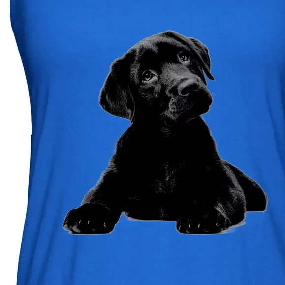 Cute Black Lab Puppy Dog Animal Lover Gift Ladies Essential Flowy Tank