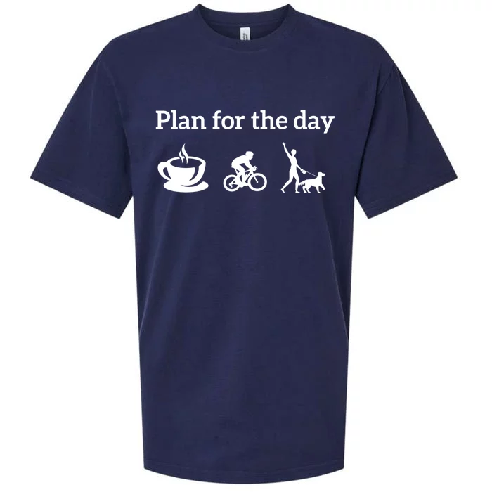 Cycling Biking Lover Gift Plan For The Day Coffee Dogs Gift Sueded Cloud Jersey T-Shirt