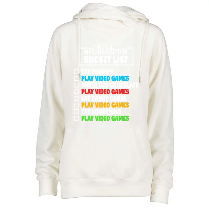 Christmas Bucket List Video Gamer Xmas Cute Gift Womens Funnel Neck Pullover Hood