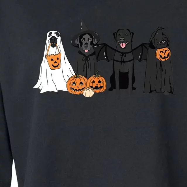 Cute Black Labrador Dog Halloween Pumpkin Labrador Dog Mom Cropped Pullover Crew