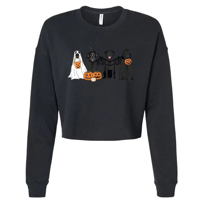 Cute Black Labrador Dog Halloween Pumpkin Labrador Dog Mom Cropped Pullover Crew