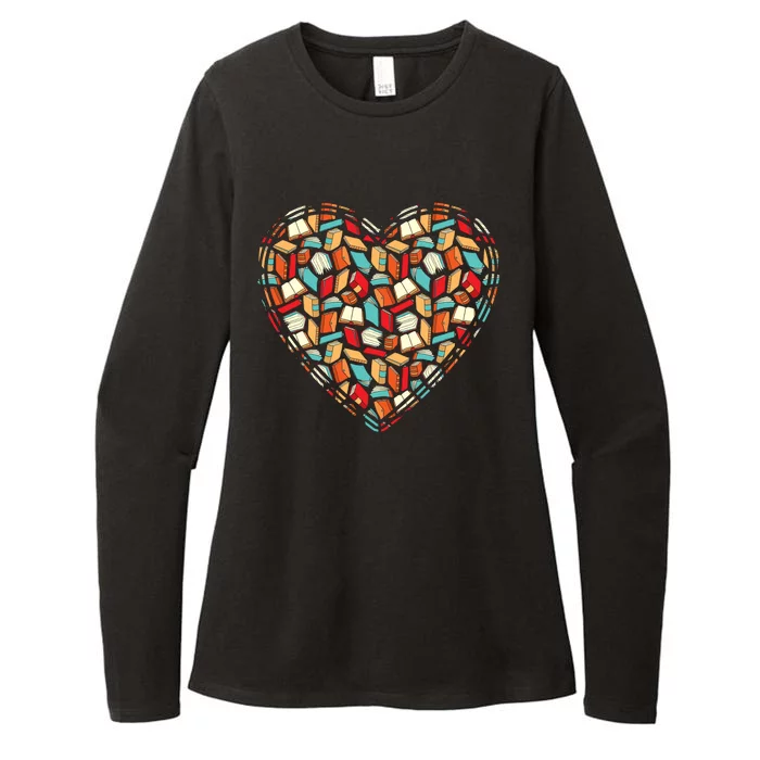 Cute Book Lover Reading Fan Heart Womens CVC Long Sleeve Shirt