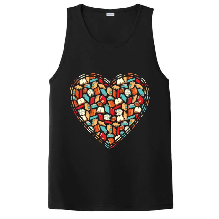 Cute Book Lover Reading Fan Heart Performance Tank