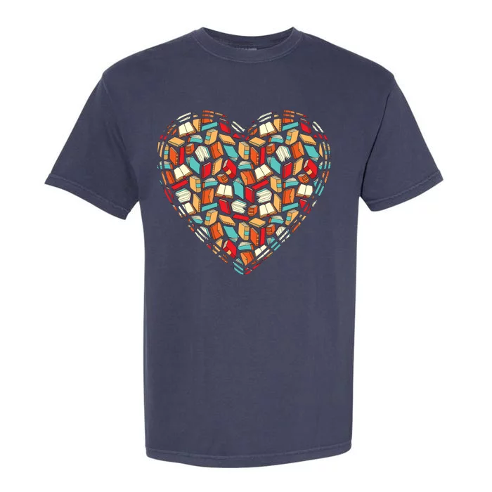 Cute Book Lover Reading Fan Heart Garment-Dyed Heavyweight T-Shirt