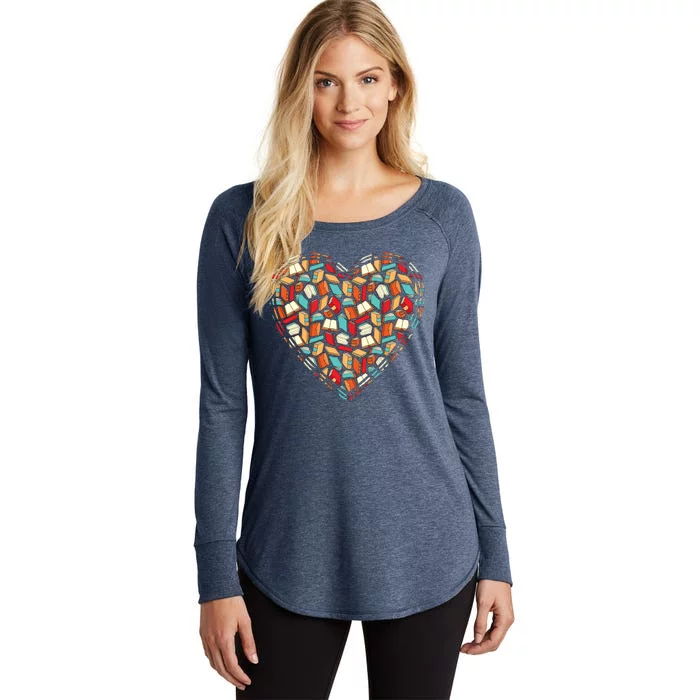 Cute Book Lover Reading Fan Heart Women's Perfect Tri Tunic Long Sleeve Shirt