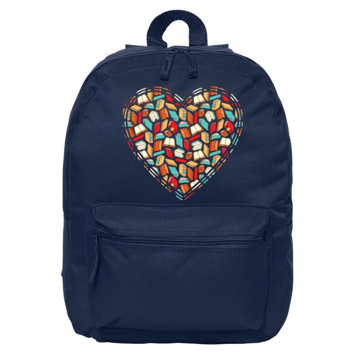 Cute Book Lover Reading Fan Heart 16 in Basic Backpack