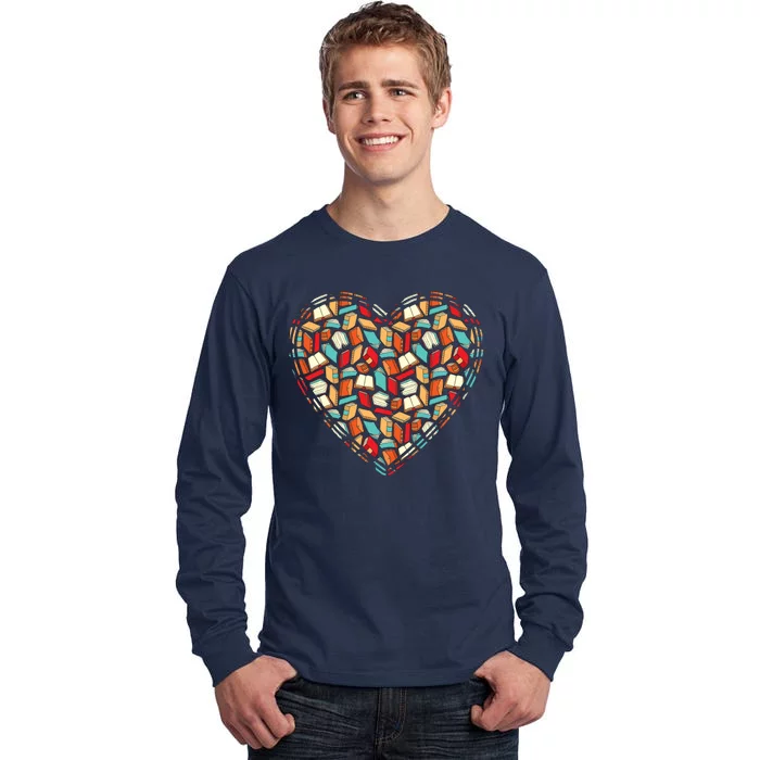 Cute Book Lover Reading Fan Heart Tall Long Sleeve T-Shirt