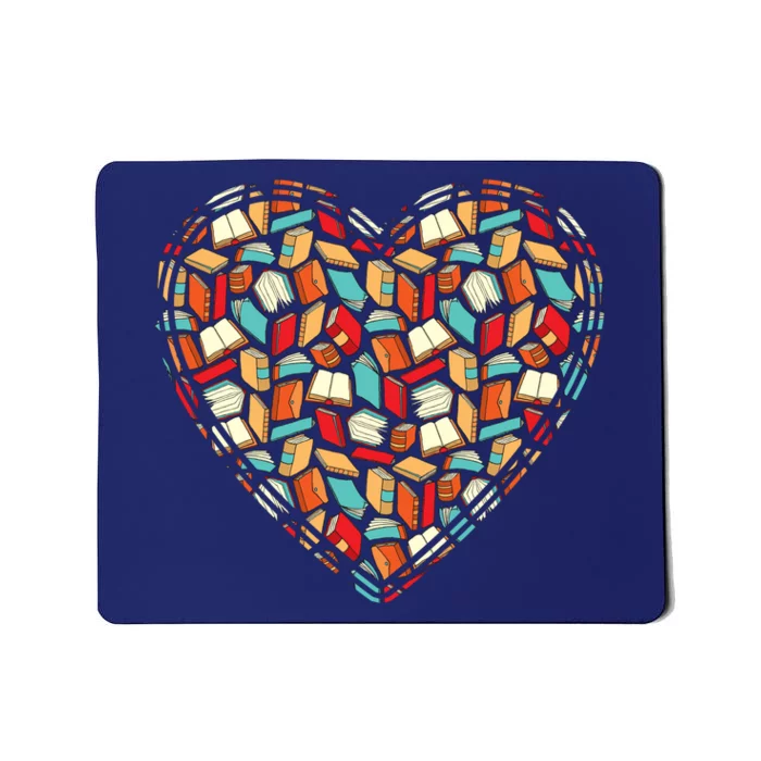 Cute Book Lover Reading Fan Heart Mousepad