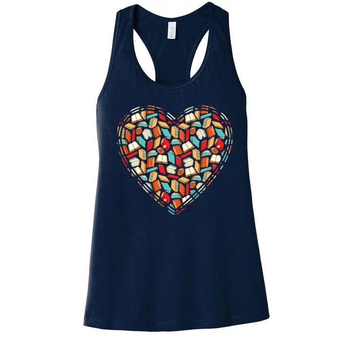 Cute Book Lover Reading Fan Heart Women's Racerback Tank