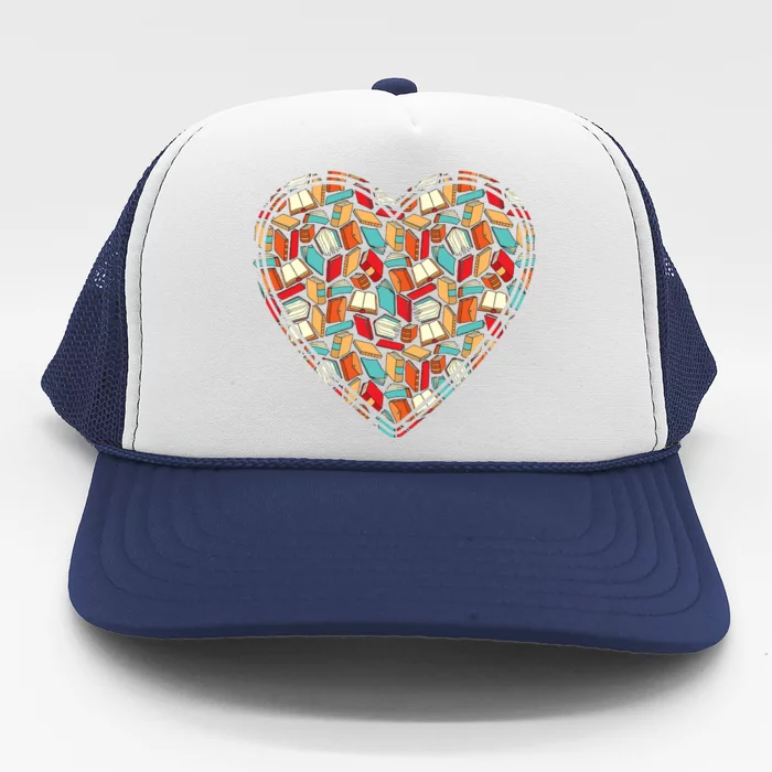 Cute Book Lover Reading Fan Heart Trucker Hat