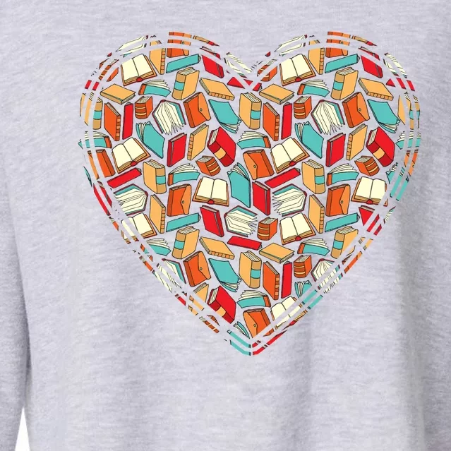 Cute Book Lover Reading Fan Heart Cropped Pullover Crew