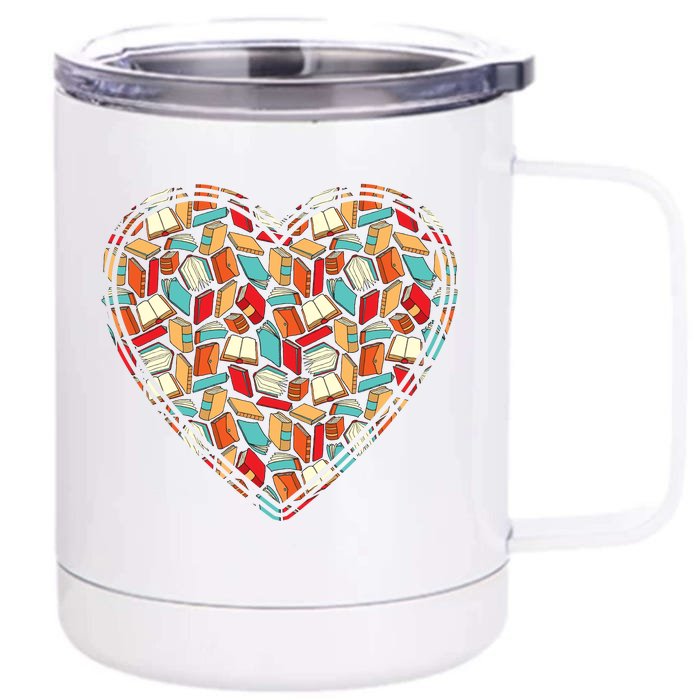 Cute Book Lover Reading Fan Heart Front & Back 12oz Stainless Steel Tumbler Cup