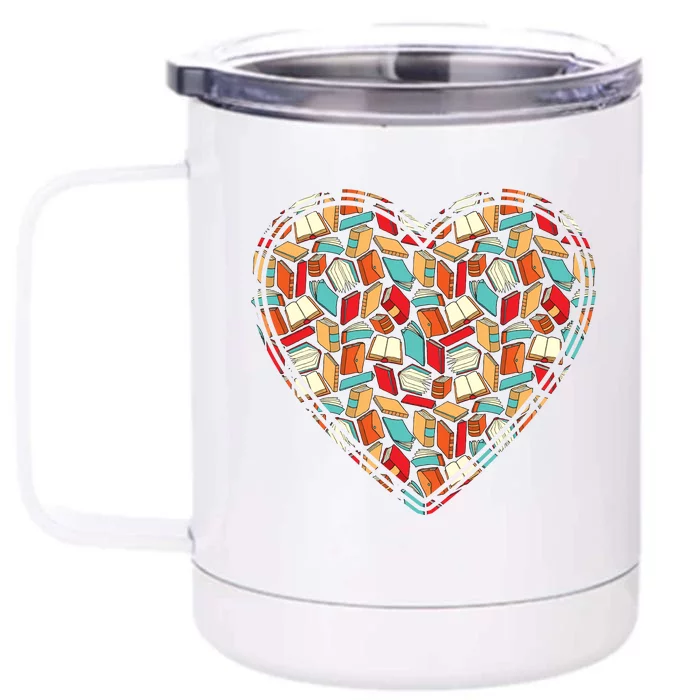 Cute Book Lover Reading Fan Heart Front & Back 12oz Stainless Steel Tumbler Cup