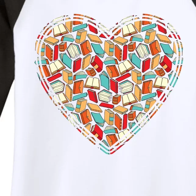 Cute Book Lover Reading Fan Heart Women's Tri-Blend 3/4-Sleeve Raglan Shirt