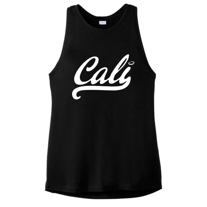 Cali Black Logo Ladies Tri-Blend Wicking Tank