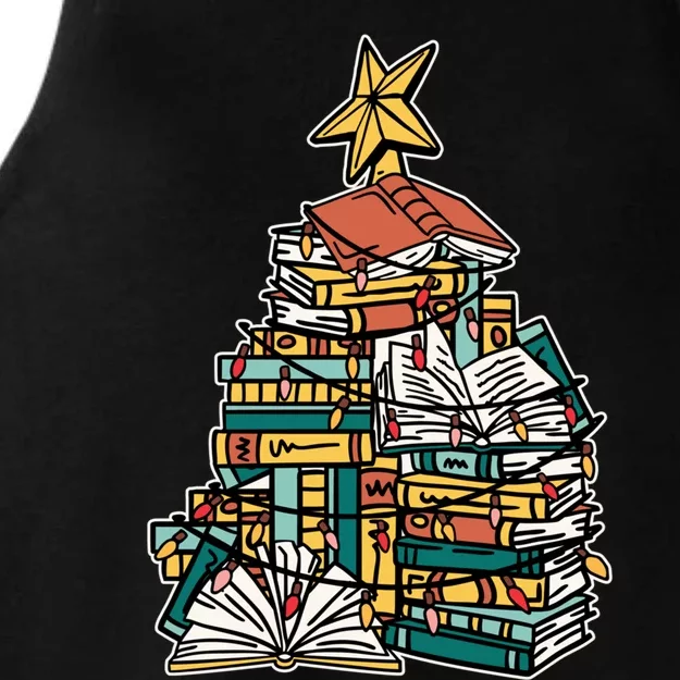 Christmas Book Lover Xmas Tree Reading Nerd Gift Ladies Tri-Blend Wicking Tank