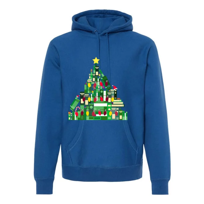 Christmas Book Lover Xmas Tree Reading Nerd Great Gift Premium Hoodie