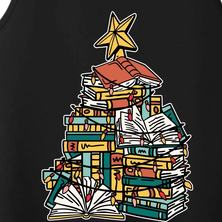 Christmas Book Lover Xmas Tree Reading Nerd Cool Gift Performance Tank