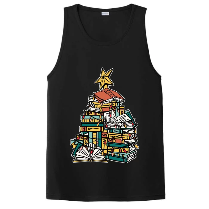 Christmas Book Lover Xmas Tree Reading Nerd Cool Gift Performance Tank