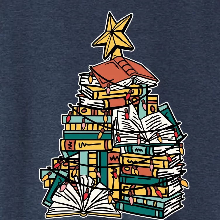 Christmas Book Lover Xmas Tree Reading Nerd Women's Crop Top Tee