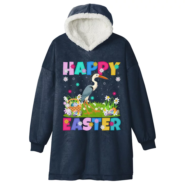 Crane Bird Lover Happy Easter Bunny Crane Easter Sunday Gift Hooded Wearable Blanket