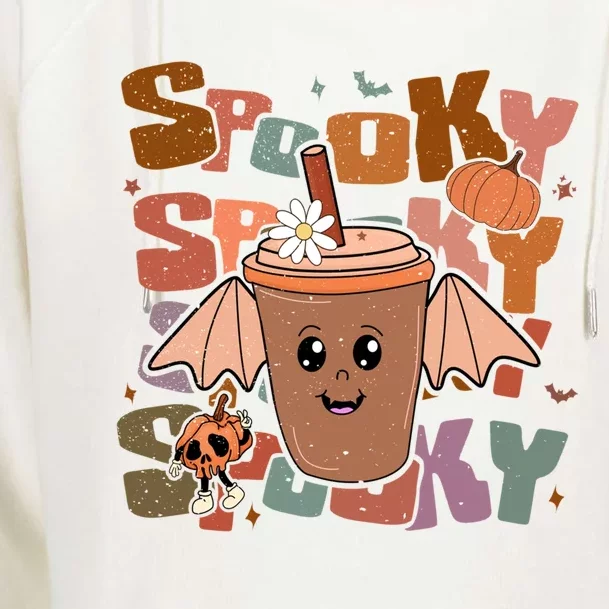 Cute Boo Latte Coffee Halloween Spooky Season Fall Coffee Gift Womens Funnel Neck Pullover Hood