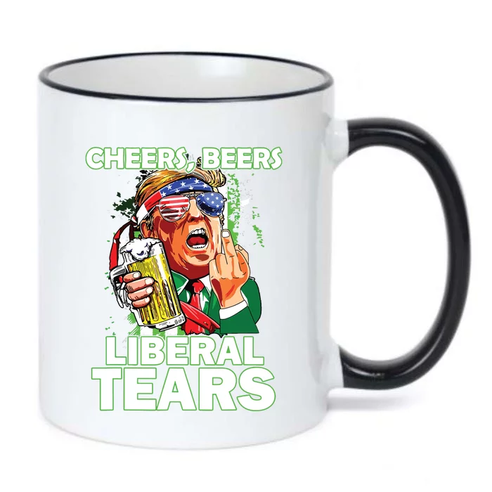 Cheers Beers Liberal Tears Trump Holding Beer Patricks Day Black Color Changing Mug