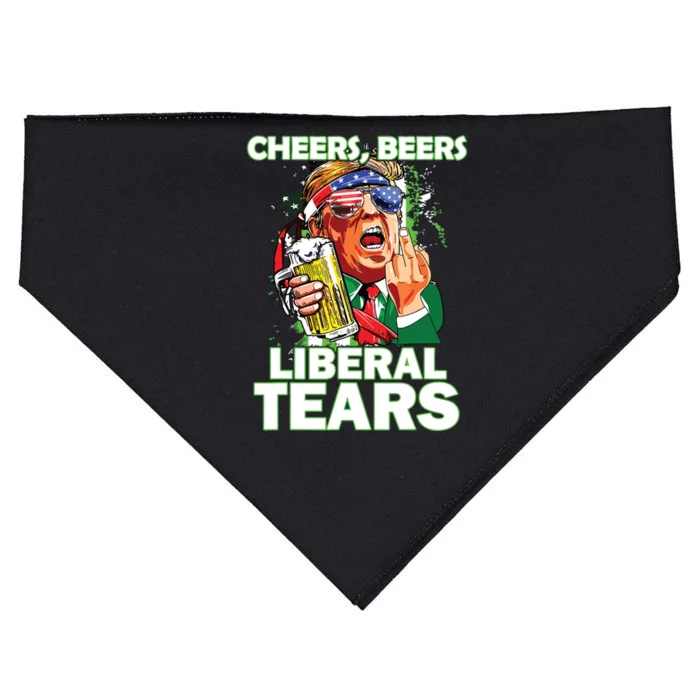 Cheers Beers Liberal Tears Trump Holding Beer Patricks Day USA-Made Doggie Bandana