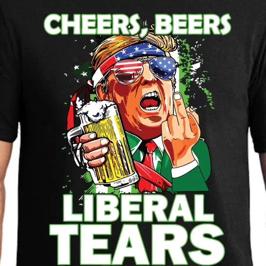 Cheers Beers Liberal Tears Trump Holding Beer Patricks Day Pajama Set