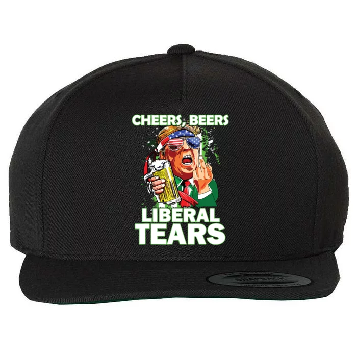 Cheers Beers Liberal Tears Trump Holding Beer Patricks Day Wool Snapback Cap