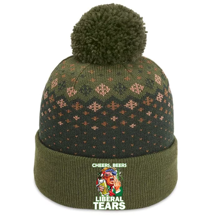 Cheers Beers Liberal Tears Trump Holding Beer Patricks Day The Baniff Cuffed Pom Beanie