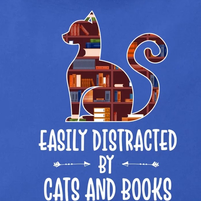 Cat Book Lovers Gift Easily Distracted By Cats And Books Cool Gift Zip Tote Bag