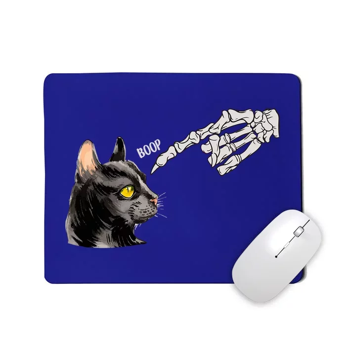 Cat Black Lover Skeleton Hand Boop Funny Halloween Kitten Gift Mousepad