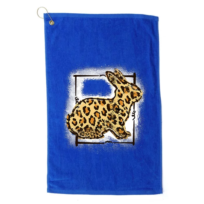 Cute Bunny Leopard Bow Bleached Happy Easter Day Funny Gift Platinum Collection Golf Towel