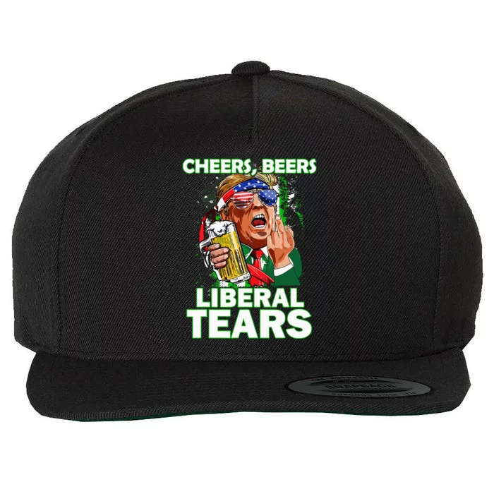 Cheers Beers Liberal Tears Trump Holding Beer Wool Snapback Cap