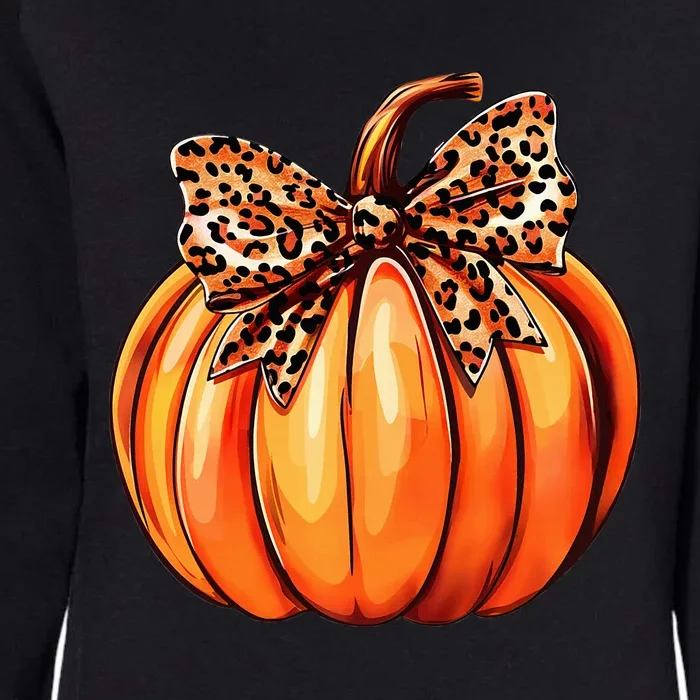 Coquette Bow Leopard Pumpkin Thanksgiving Rustic Fall Women Womens California Wash Sweatshirt