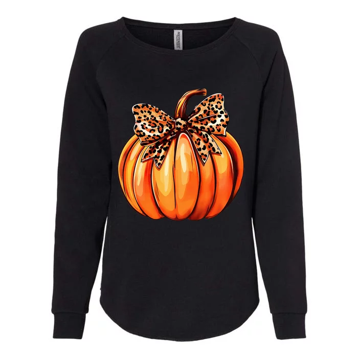 Coquette Bow Leopard Pumpkin Thanksgiving Rustic Fall Women Womens California Wash Sweatshirt