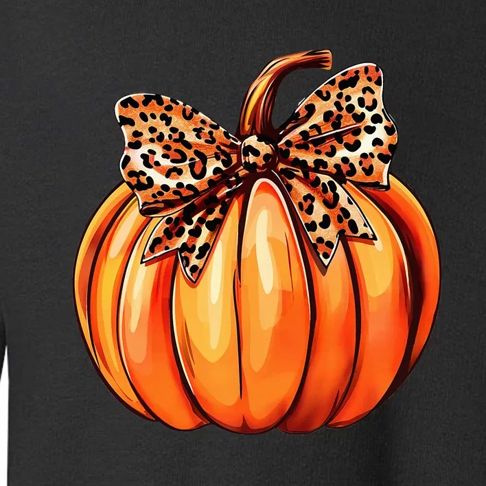 Coquette Bow Leopard Pumpkin Thanksgiving Rustic Fall Women Toddler Sweatshirt