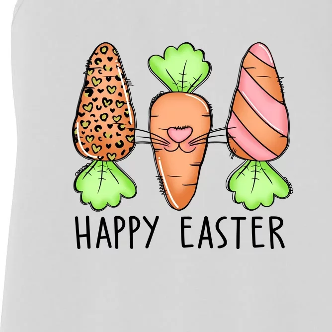 Cute Bunny Leopard Plaid Carrots Egg Hunting Happy Easter Day Women's Racerback Tank