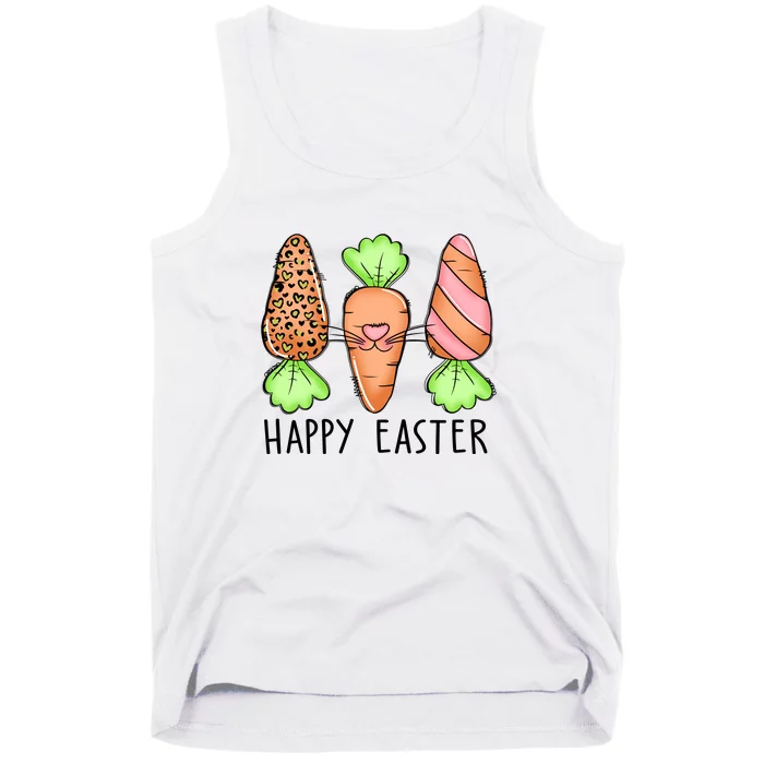 Cute Bunny Leopard Plaid Carrots Egg Hunting Happy Easter Day Tank Top