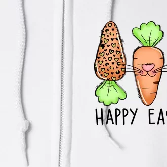 Cute Bunny Leopard Plaid Carrots Egg Hunting Happy Easter Day Full Zip Hoodie