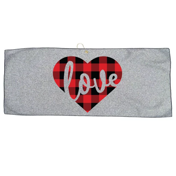 Cute Buffalo Lumberjack Plaid Heart Love Valentines Day Funny Gift Large Microfiber Waffle Golf Towel