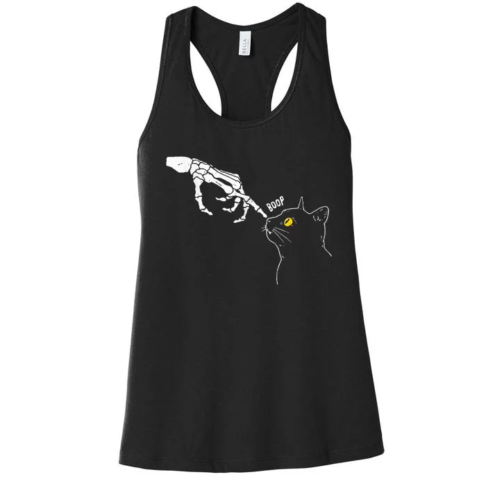 Cat Black Lover Skeleton Hand Boop Women's Racerback Tank