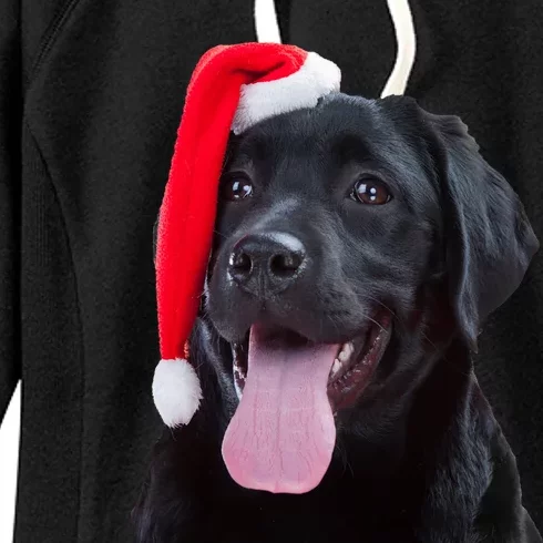 Cute Black Lab Santa Christmas Dog Funny Labrador Retriever Meaningful Gift Women's Fleece Hoodie