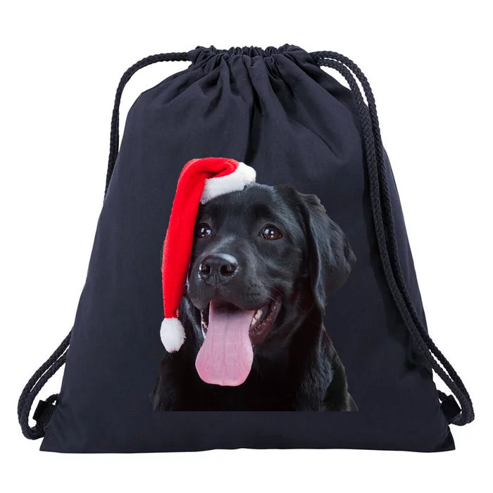 Cute Black Lab Santa Christmas Dog Funny Labrador Retriever Meaningful Gift Drawstring Bag