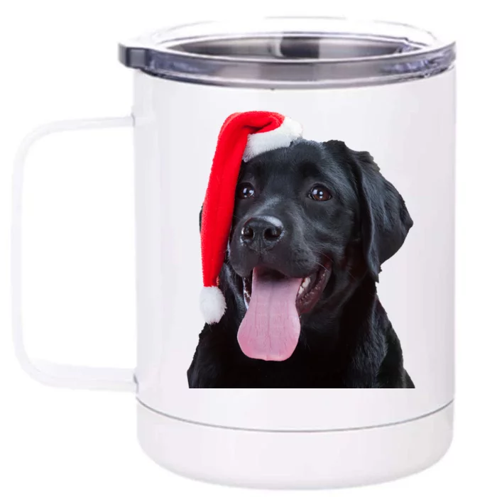 Cute Black Lab Santa Christmas Dog Funny Labrador Retriever Meaningful Gift Front & Back 12oz Stainless Steel Tumbler Cup